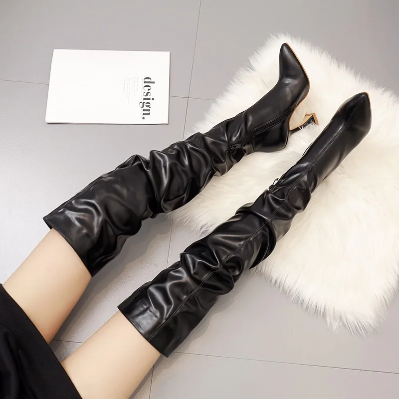

Thigh High Red Black Flexible Ladies Classic Boot Shoes High Heels Boots Sexy Long Customized Boots for Women and Ladies, Black white