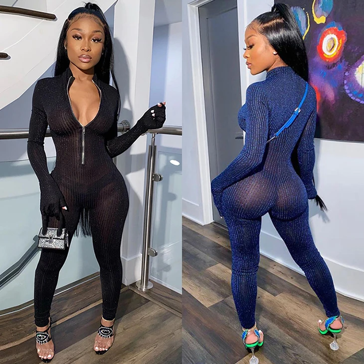 

See Through One Piece Women Jumpsuits Club Dresses Bodycon Jumpsuit Sexy Dresses for Night Club