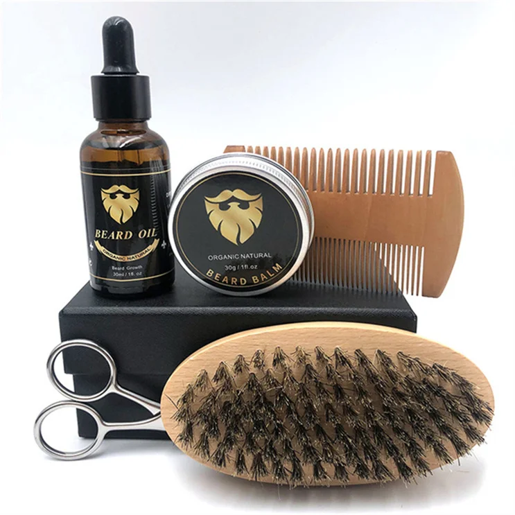 

black wood brush comb beard oil and balm manufacturer pakistan private label custom logo men's natural beard care grooming kit