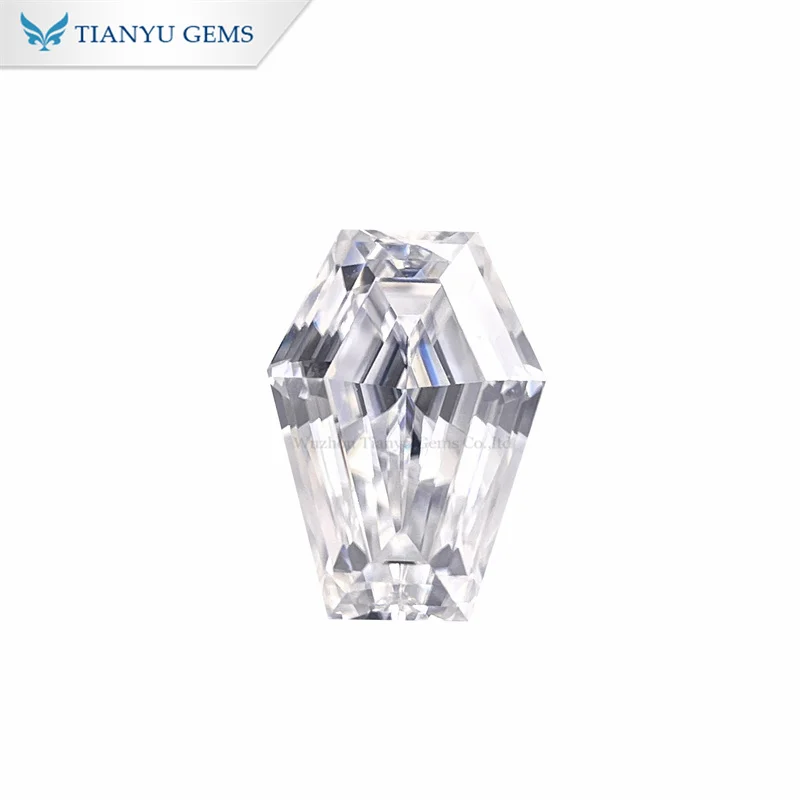 Tianyu Gems Factory Price Coffin Shape White Loose Moissanite with GRA Certificate for Jewelry Rings