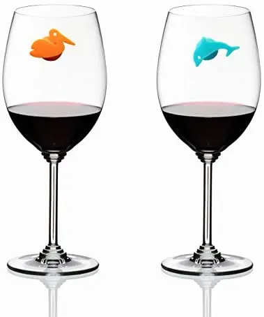 

6 Pcs Accesorios De Barra Weinglas Marcadores De Vidrio Animal Glass Marker Portable Reusable Silicone Wine Glass Marker, 6 colors