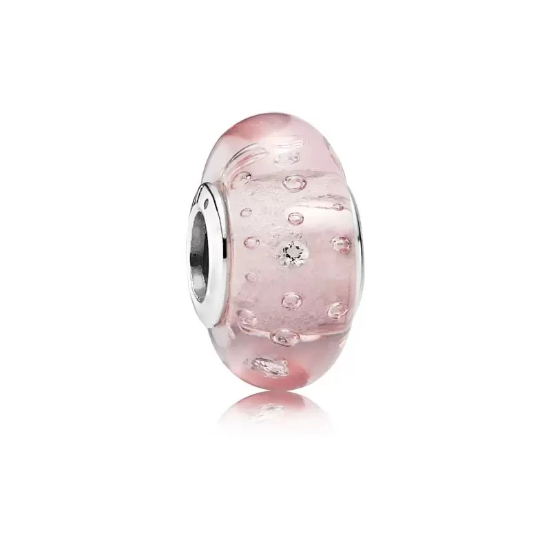 

Real 925 Sterling Silver Screw Pink Effervescence Fizzle Murano Glass Beads Fit European Charm Bracelets & Necklaces