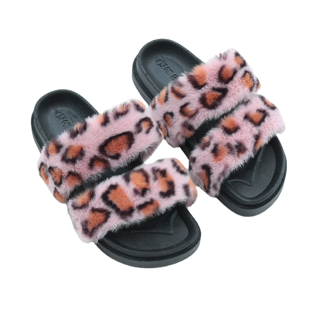 

2020 Factory Wholesale fashion 2 Strap Fur Slides indoor fluffy Women Many Colors Fake Fur Slipper