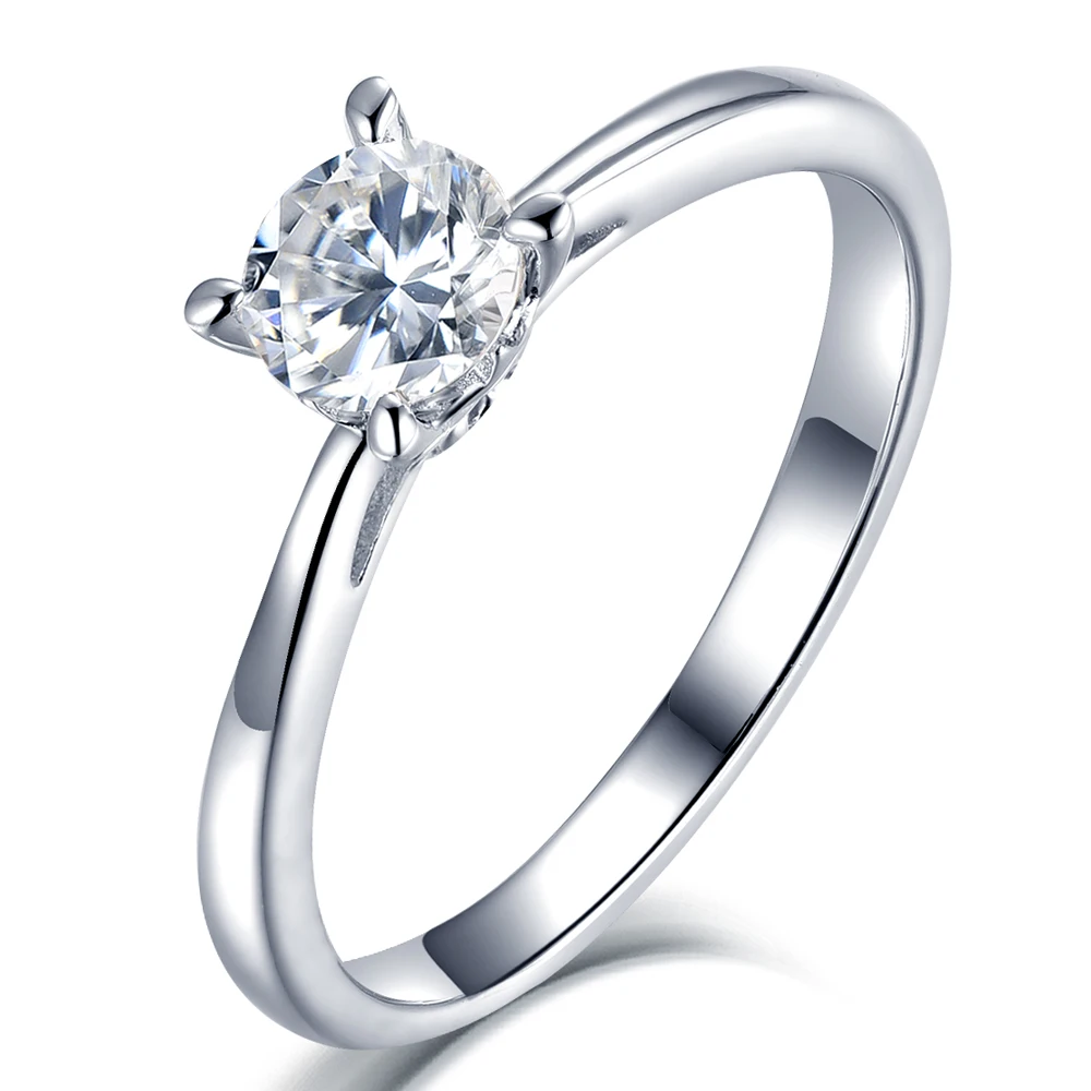 

Tonglin Wedding Ring Jewelry Smooth Ring Shank S925 Sterling Silver White Gold Plated Moissanite Ring
