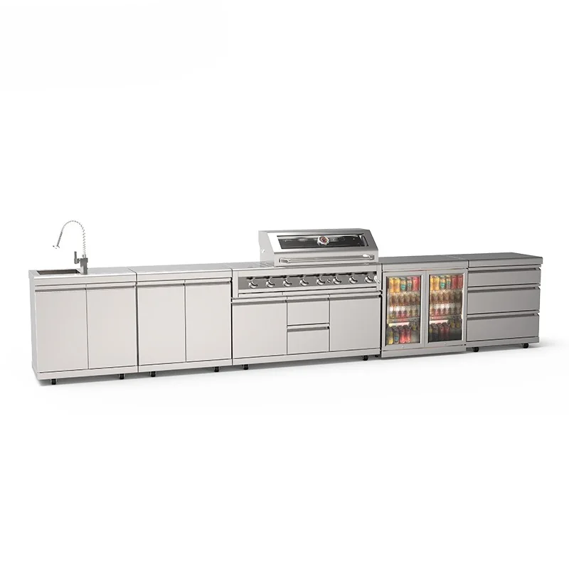 

Outdoor Kitchen Cabinet Combined Stainless Steel Barbecue BBQ Grill