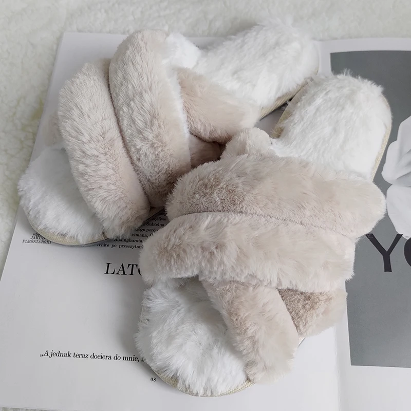 

Wholesale warm home plush cotton soft slippers female winter indoor, Multi color