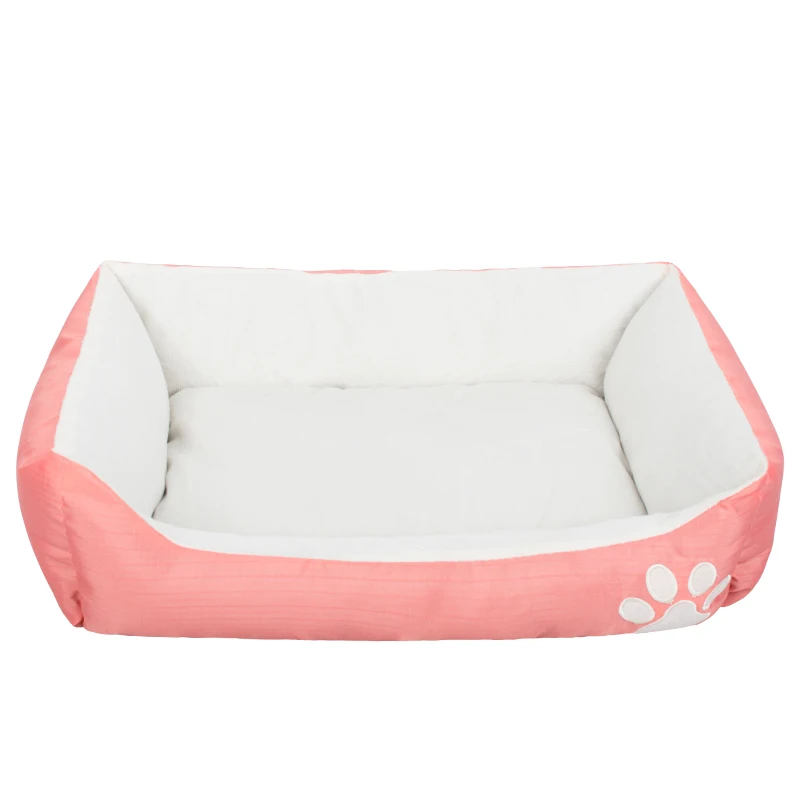 

Manufacturer wholesale warm fleece pink green blue embroidery paw pet dog soft bed