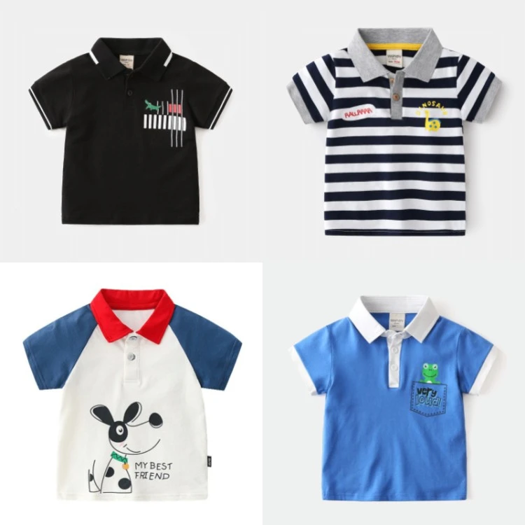 

Wholesale summer kids fashion print boys t-shirt cotton kids polo shirt