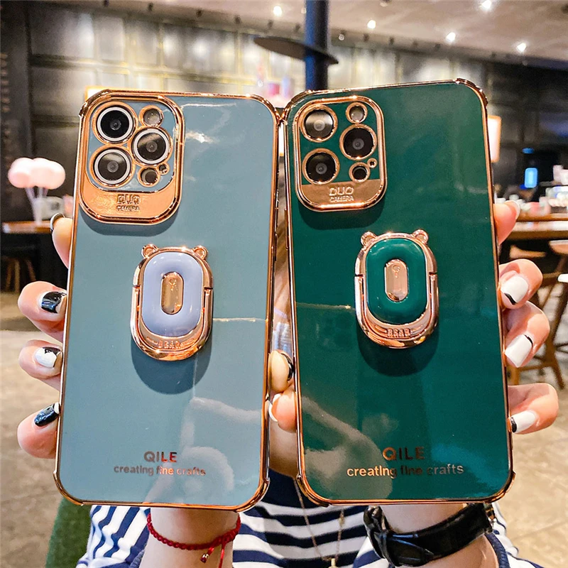 

double sided electroplating plane imd case for iphone 12 pro max,for iphone 12 plating phone case magnetic ring holder