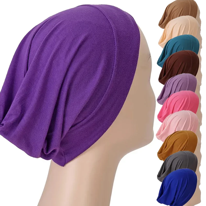 

New Wholesale Custom Jersey Cotton Inner Cap Hijab Women Turban Muslim Hat Bonnet Under Scarf Hijab Cap