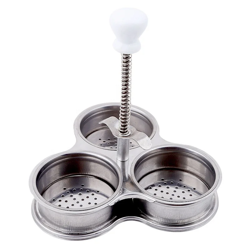 

3 Holes Boiler Steamer Tool Microwave Poacher Cooker Kitchen Cooking Tools Stainless Steel Stiring, Silver