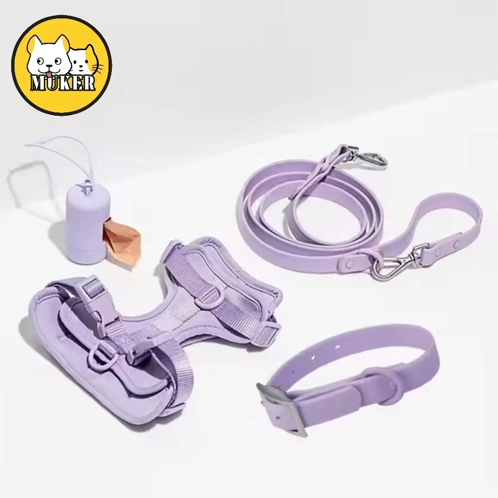 Custom Logo Wholesale Dog Safety Collar Leash Set Adjustable Lightweight Polyester Fashion Pet Vest XS XL Sizes Comfortable