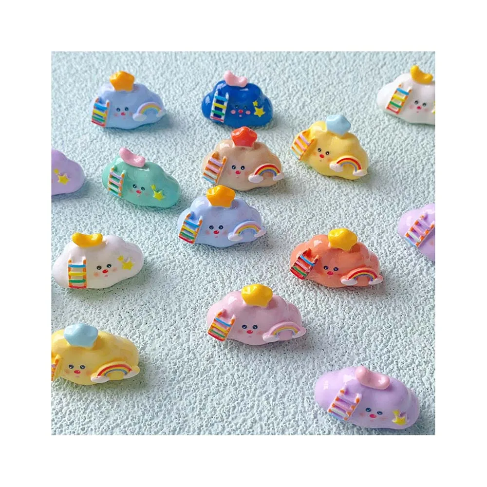 100pcs 27*31mm 3D Rainbow Cloud Prince Crown Resin Beads Home Outdoor Decoration Slime Toys Jewelry Custom Accessories