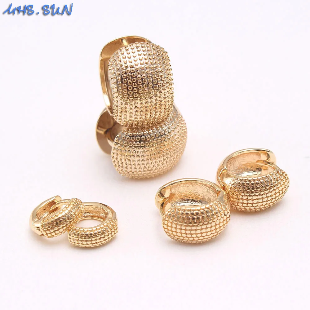 

MHS.SUN Fashion Big/Medium/Small Gold Plated Hoop Earrings Simple Copper Imitate Zircon Earrings For Women Party High Quality