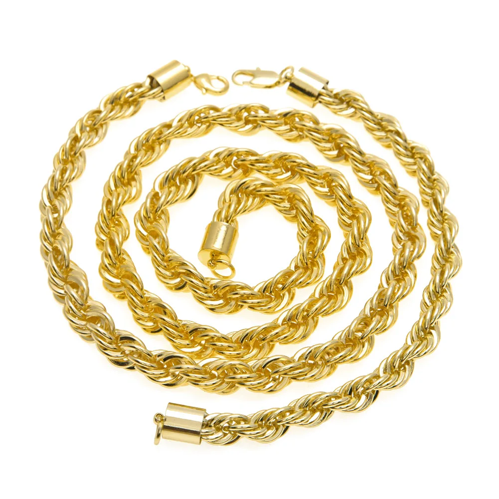 

Hip-hop Jewelry Men Hip-hop 1cm twist chain bracelet necklace set wholesale