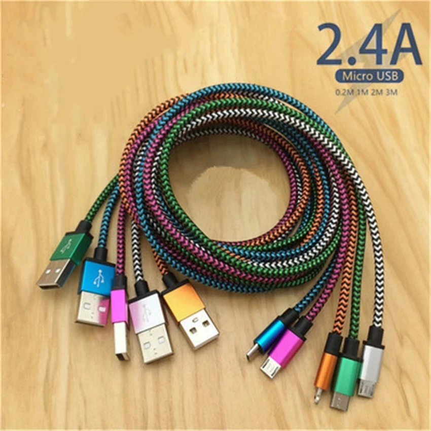 

Micro USB Cable 2.4A Fast Charging cabo usb micro mobile phone cables charger cord wire for xiaomi samsung s7 lg android cable, 10 colors