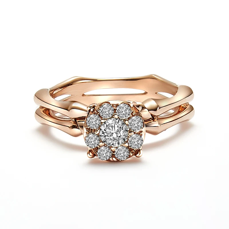 

Factory Wholesale High Quality Geometric KYRA0760 CZ Ring 18K Gold Plated 3A Zircon engagement rings for women, Rose gold