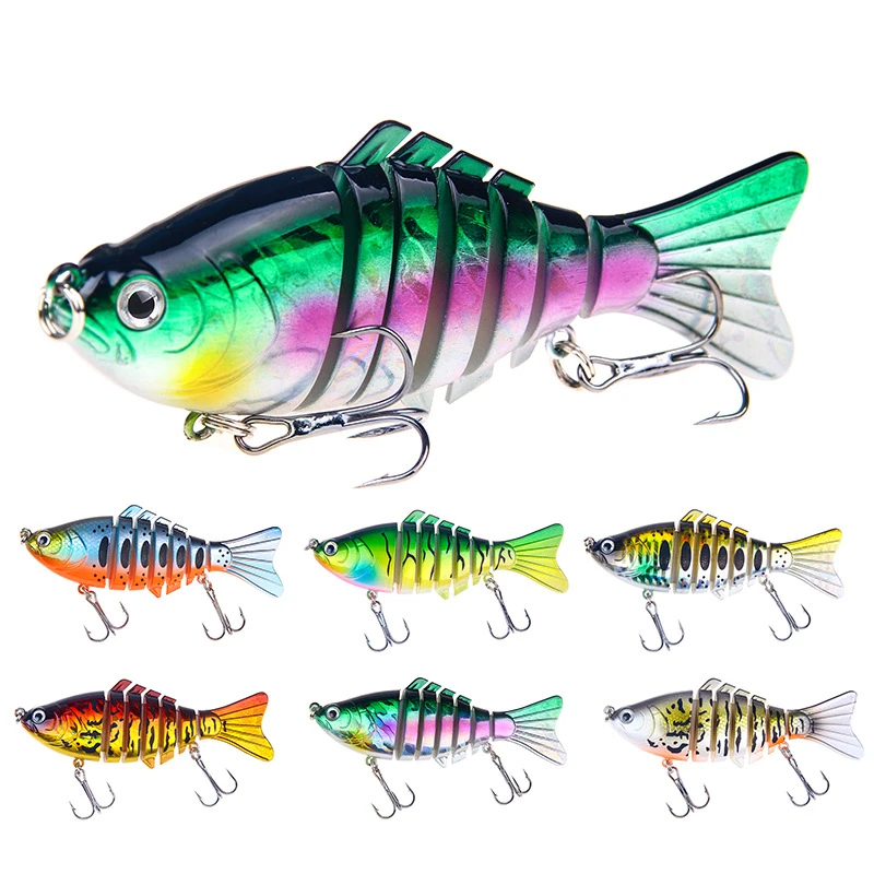 

10cm 15.6g Custom Logo Trout Bionic Lifelike Artificial Plastic 7 Segment Multi Jointed fishing lure segmented, As show