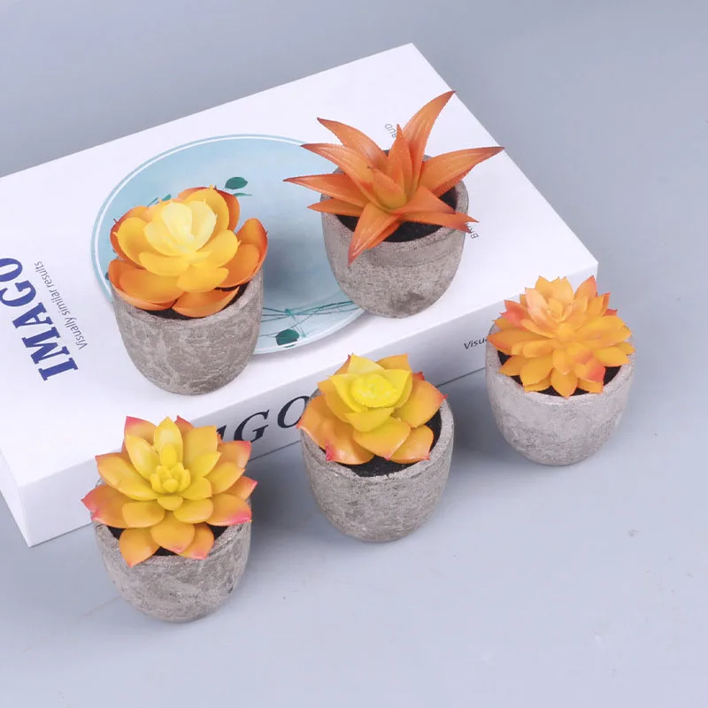 

Wholesale Home Decor Artificial Flowers Plantas Artificiales Decoration Artificial Indoor Plants Small Pots For Plants Succulent, Customizable