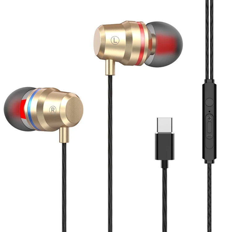 

USB-C / Type-C Interface In Ear Wired Mega Bass Earphone Gaming wired headphone earbuds headset with Mic