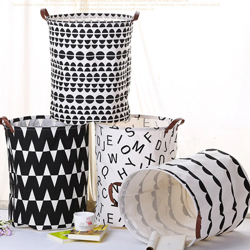 

Various Patterns 1 pcs Round Canvas Laundry Basket Foldable Laundry Hamper, Various pattern