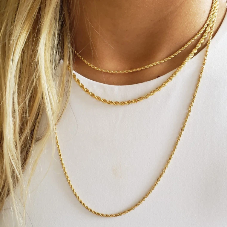

Dainty 18K Gold Filled Chain Necklace Choker, Chunky Twisted Chain Necklace Fashion Stainless Steel Necklace