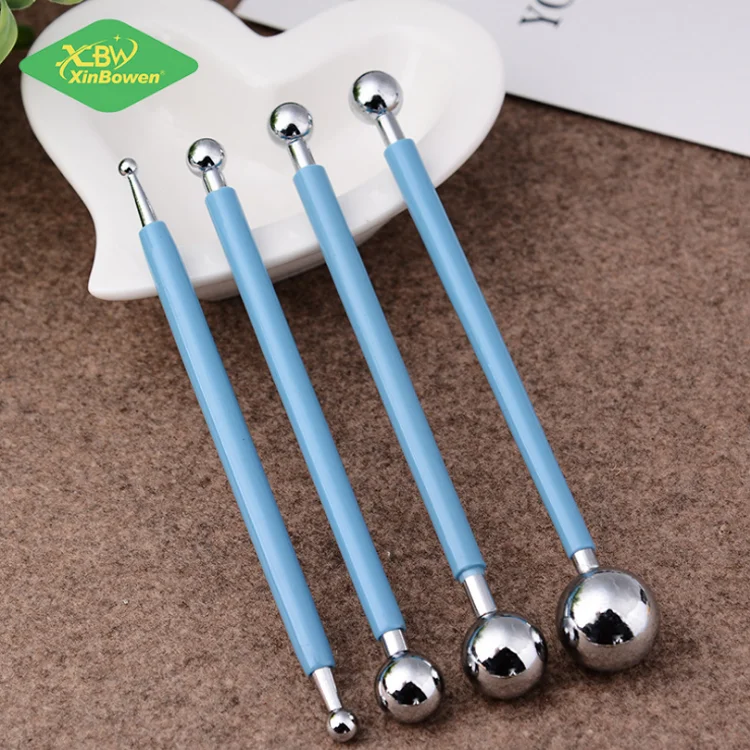 
4 Pcs Stainless Steel Ball Sugar Art Modeling Tools Sculpture Pottery Polymer Clay Dotting Tools Set For Modeling 