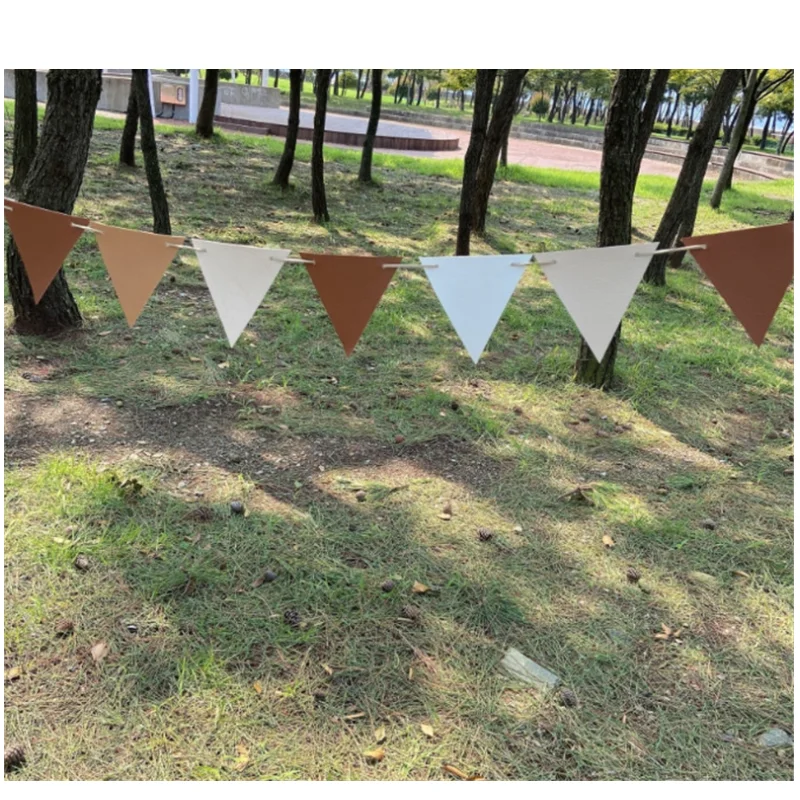 

Outdoor Camping Rope Leather Flag Color Pennant Flags DIY Camping Tent Decorations