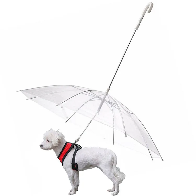 

Outdoor Folding Easy View Clear Transparent Rainproof new foldable Pet Dog Puppy Protector rain Umbrella with leash for dog