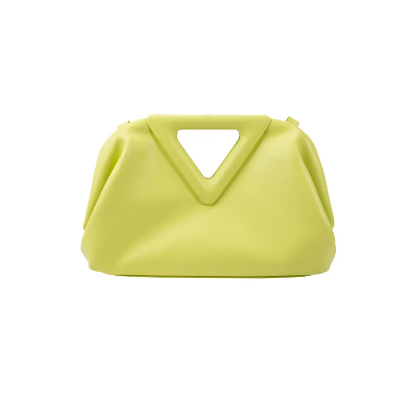 

New fashion triangle portable PU leather candy color women's handbags cloud bag and purse, White/black/pink/prasinous/brown/yellow/green/apricot/blue