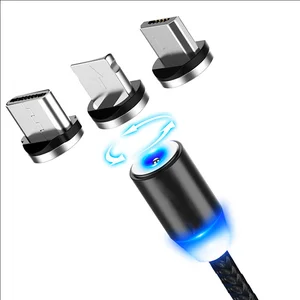 Cell Phone 3 In 1 Cable Magnetic Usb Charging Data Led Metal Micro Usb Function Cables Magnetic Phone Charger