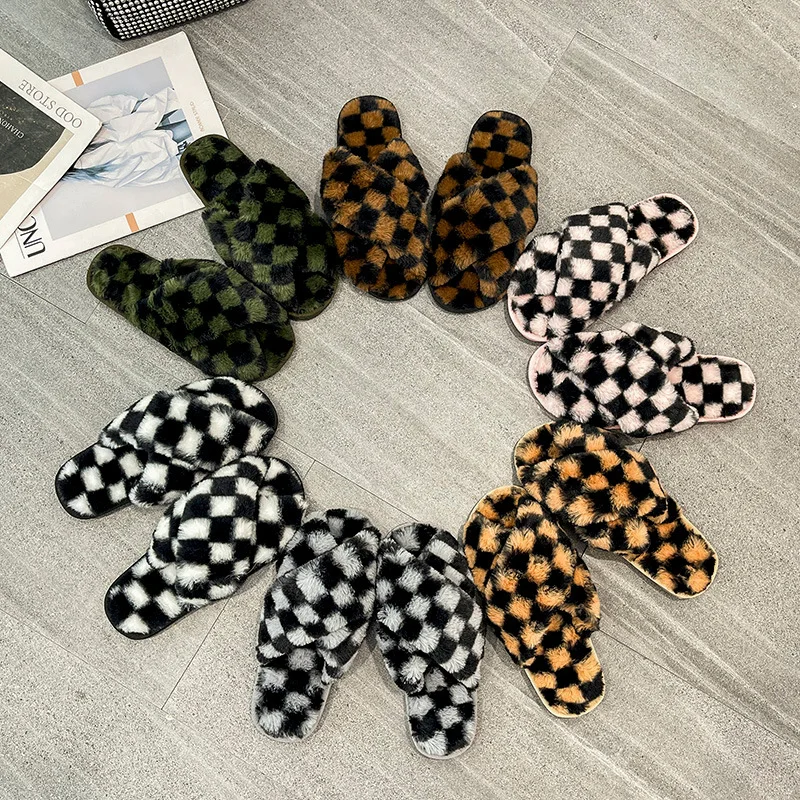 

New luxury cross plush Room flat indoor slippers Comfortable Fashion Plush Slippers Wholesale Plush Slippers, Customized color