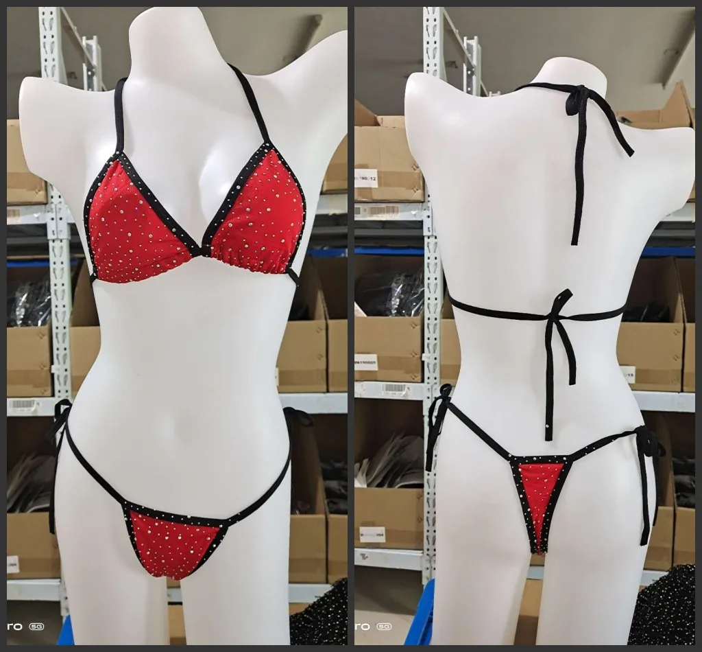 

Fashion girl crystal solid clubwear bikini thong rhinestone lingerie dancewear swimwear sexy lingerie, As photo