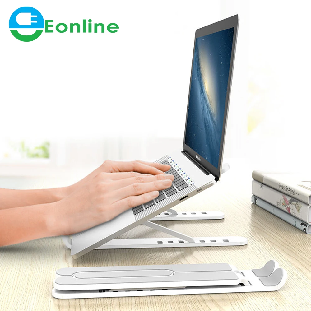 

EONLINE Adjustable Foldable Laptop Stand Non-Slip Desktop Notebook Holder Laptop Stand For Macbook Pro Air iPad Pro DELL HP, White/black/pink