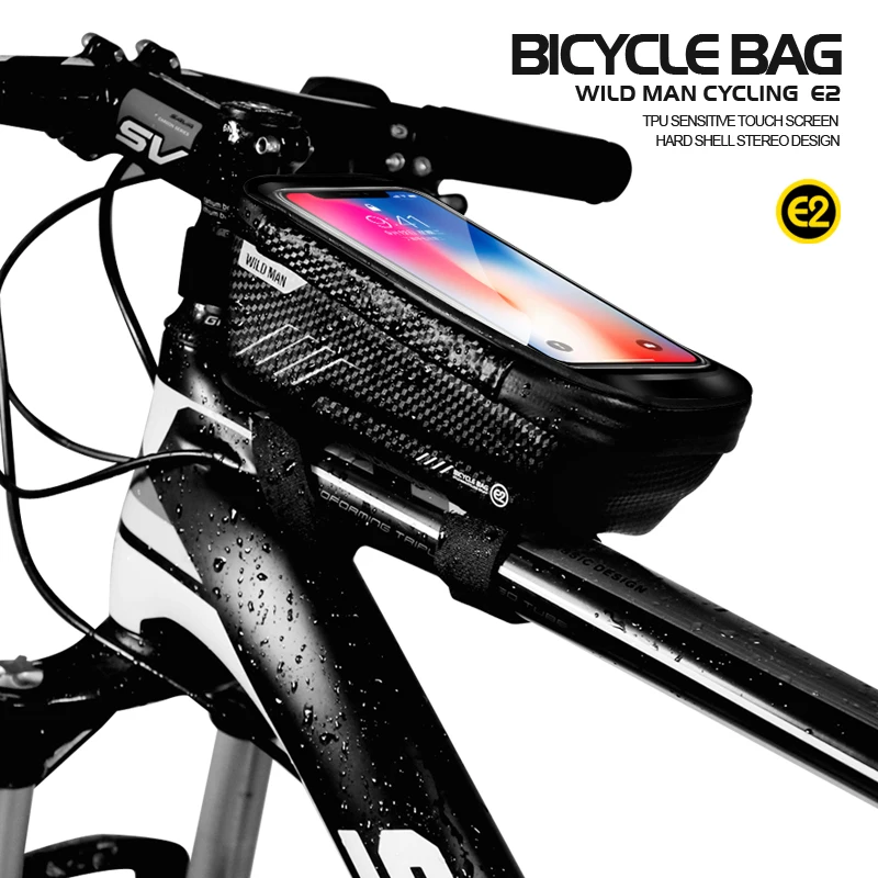 

Wildman 1L E2 Waterproof Front bike bag MTB Mobile Phone bag Bicycle Tube Bag (Black or Red+black)
