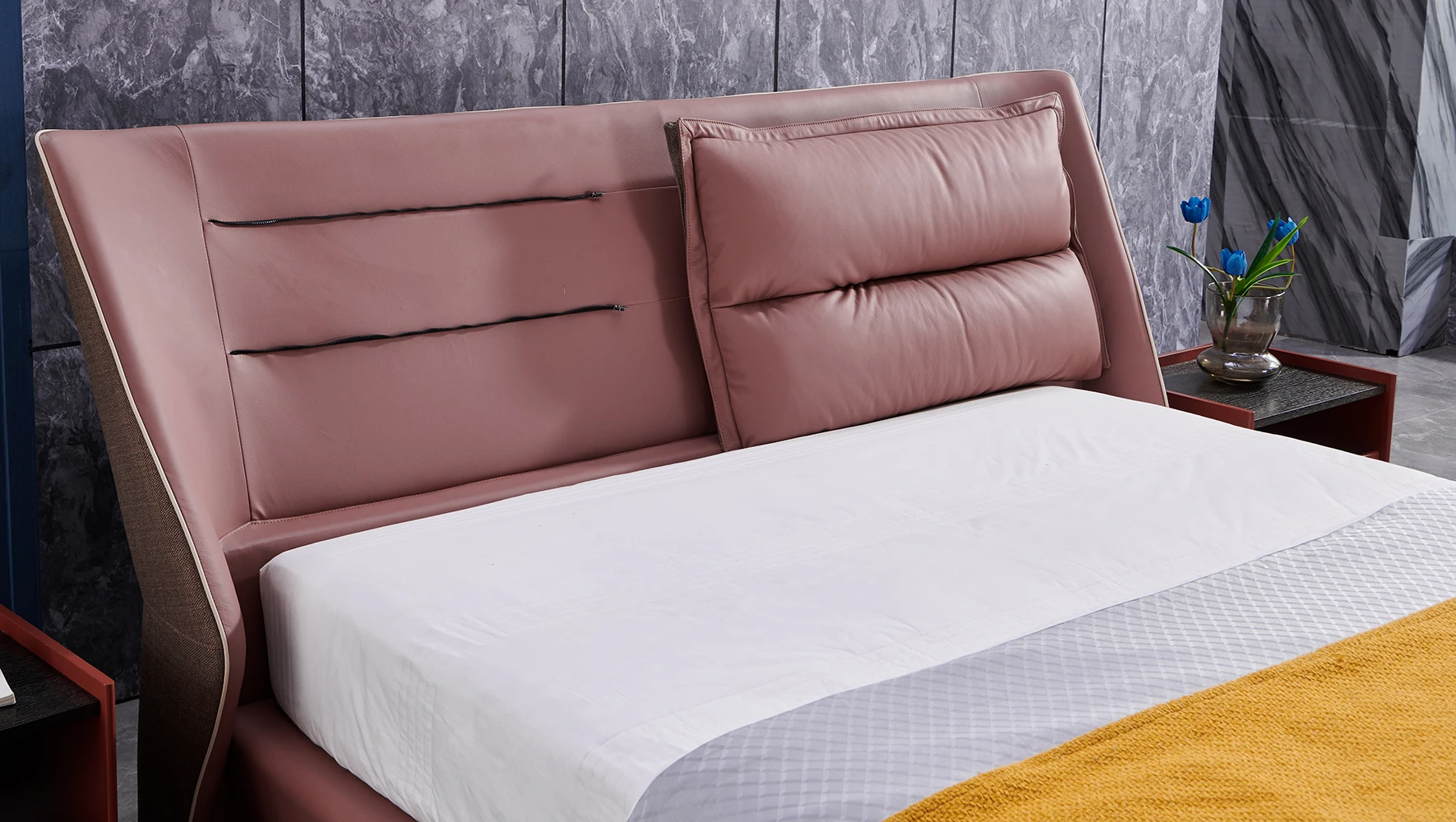 粉色皮革软垫现代设计特大号床舒适床头板x006 - buy modern design