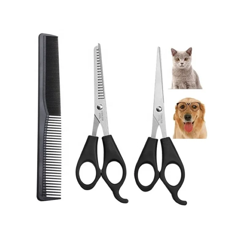 

Dog Grooming Dogs Hair Cutter Stainless Steel Shears Straight Thinning Curved Pet Dog Cat Cutting Tools Grooming Scissors Set