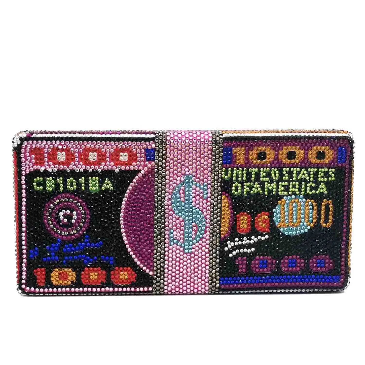 
Chi belle Luxury Brand Rhinestone Dollar Money Purse Crystal USD Bill Clutch Women Diamond Evening Bags Ladies 