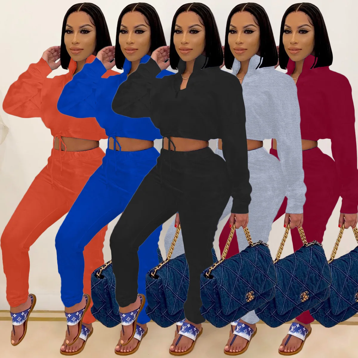 

2020 2 Pieces Set Women Knitted Tracksuit Turtleneck Sweater + Carrot Jogging Pants Pullover Sweater Set Knitted Outwear