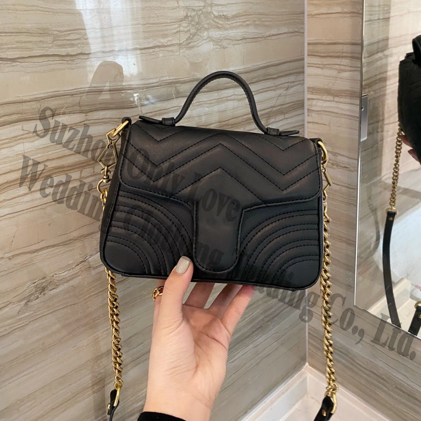 

Classical Lady New genuine leather chain thread hand bags with handle girl summer mini black white handbag shoulder flap bag