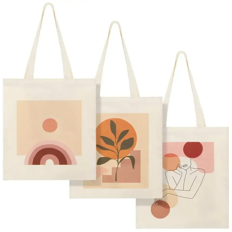 

Wholesale Custom Print Logo Cheap Reusable Shopping Bags Plain White Blank Cotton Canvas Tote Bag With Customized