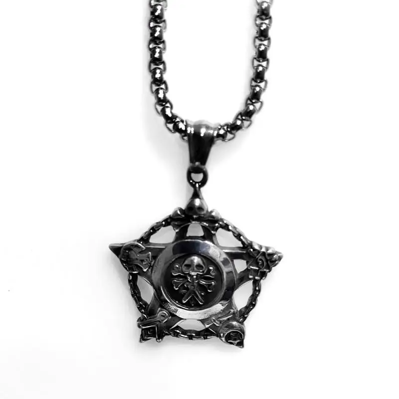 

Cool Five-pointed Star Shaped Skull Stainless Steel Star Charm Pendant