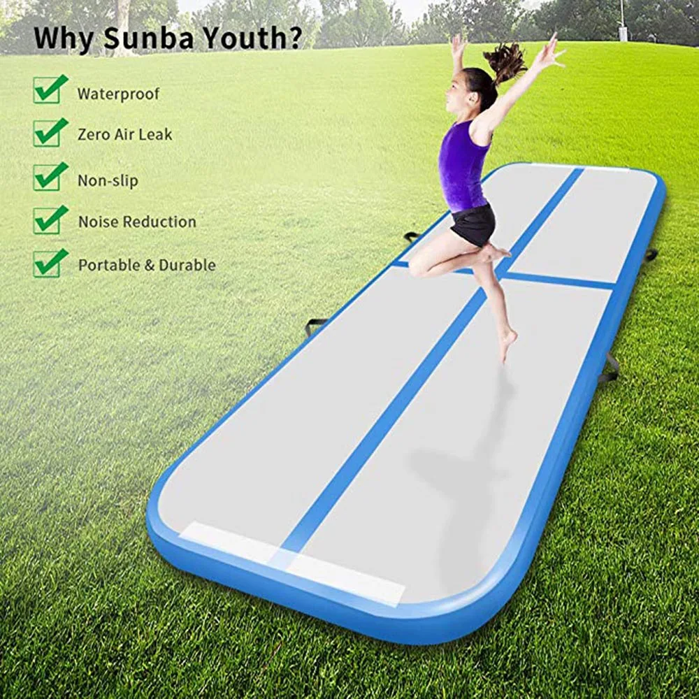 

Inflatable Gymnastics Air Track 2m 3m 4m Tumbling Mat with Air Pump Airtrack for Home Use/Training/Cheerleading/Yoga/Water Infl, Blue pink green