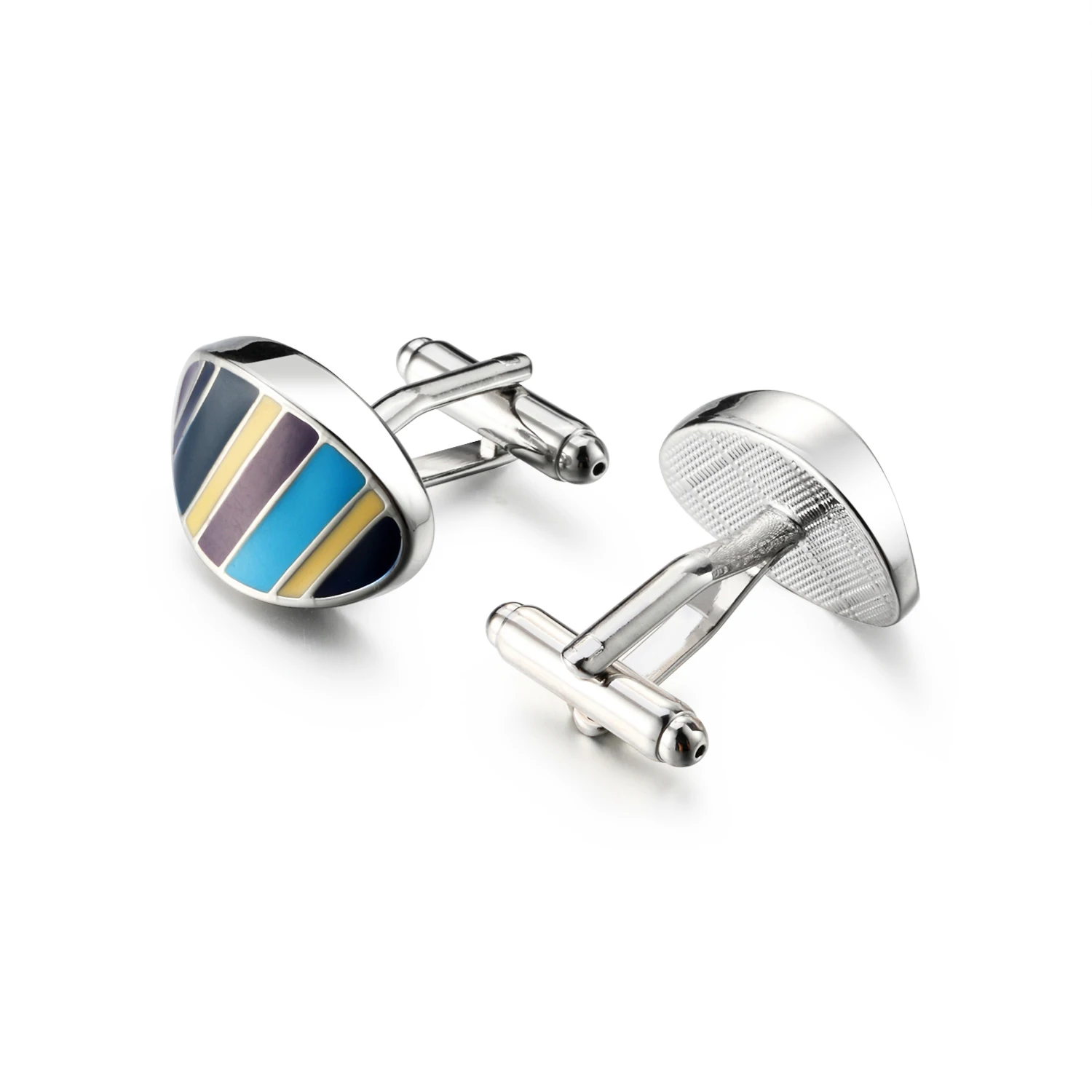 

O.B.Jewelry-Retail Custom Men Jewelry Silver Color Metal Cuff Links Wholesale Price Oval Shaped Cufflinks For Men, Picture