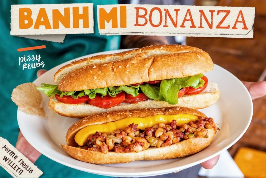 Final banh mi sandwich with condiments and garnishes