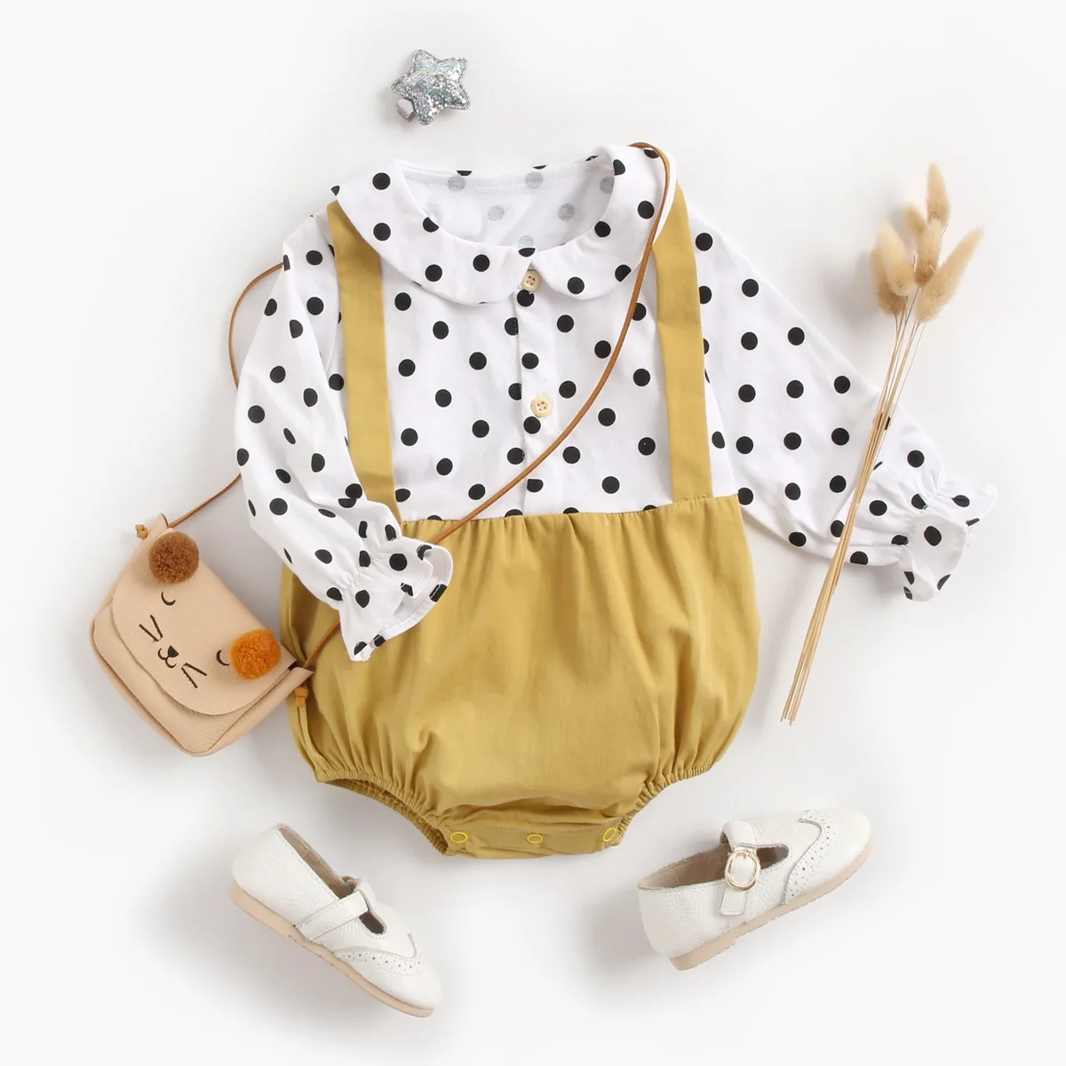 

Ins Polka Dot Print Sleeveless Newborn Baby Triangle Romper