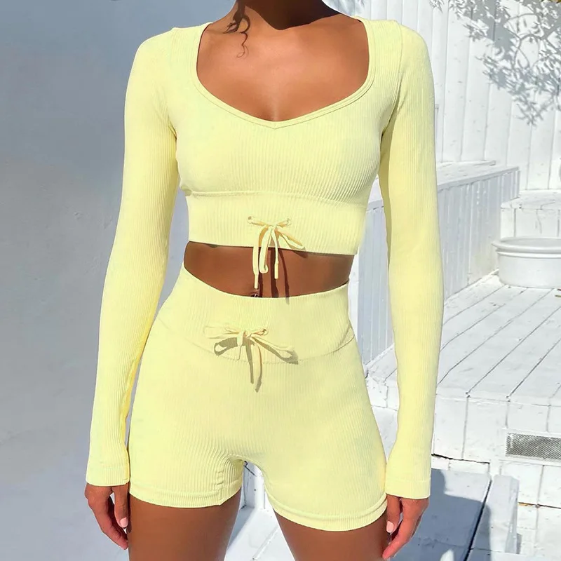 

Two Piece Ribbed Pants Set 2021 Casual Clothing Jogger Two Piece Set Tracksuit