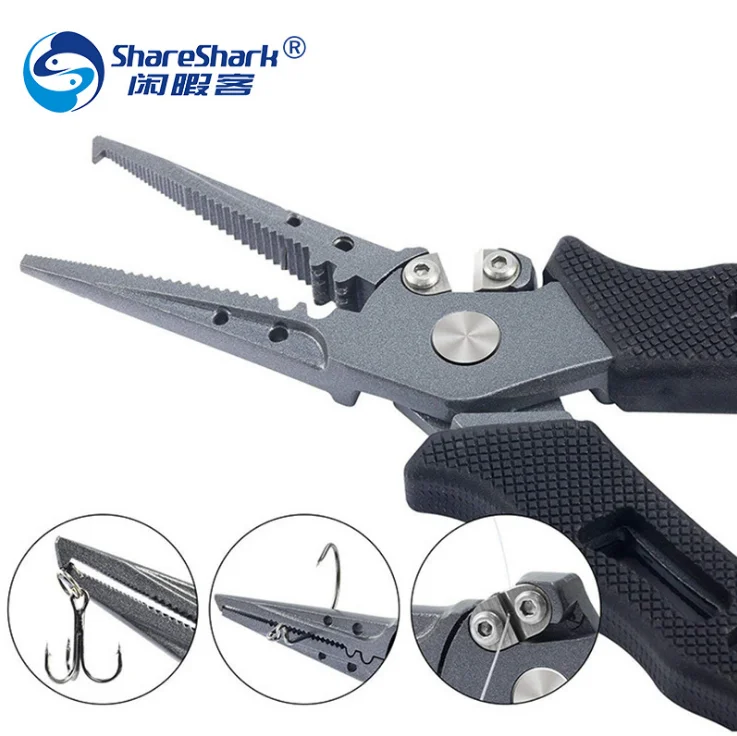 

Stainless Steel Fishing Pliers Clamp Split Ring Tungsten Steel Blade Line Cutter Multifunction Fishing Tackle Tool Pesca, Black