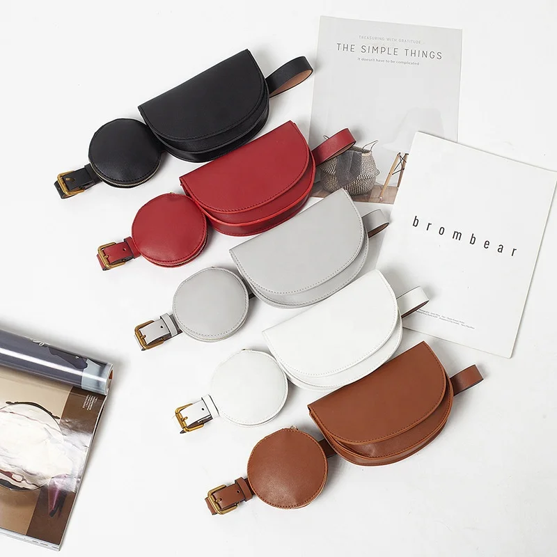 

Hot Fashion Small Coin Zipper Mini Round Bags Set Round Waist Bag