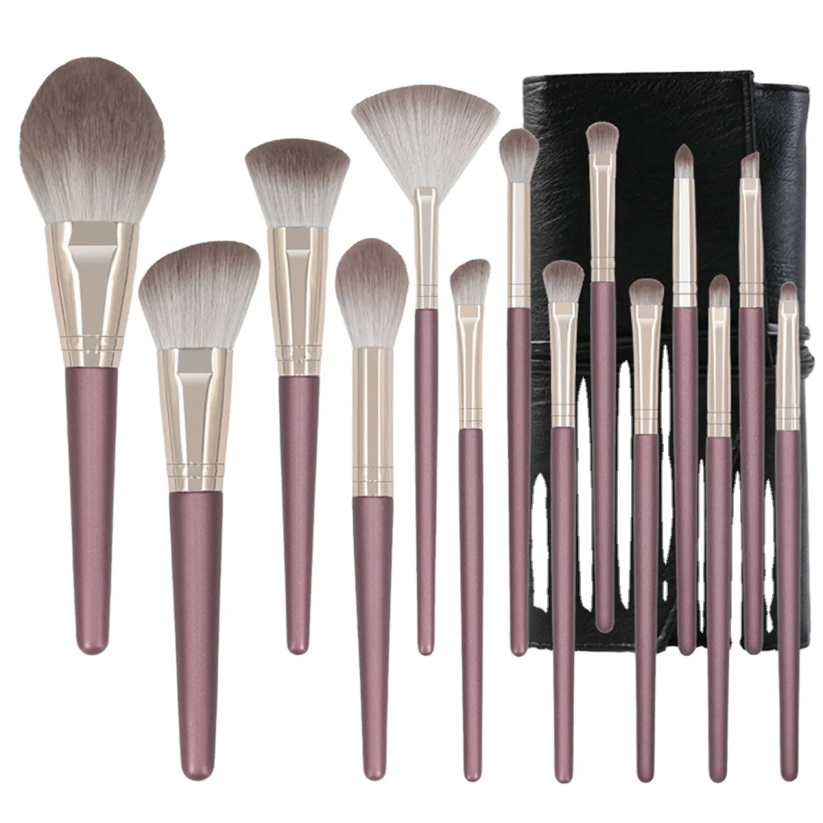 

14 pcs makeup brush set 10 Years Professional Factory Free Sample Plastic Handle Cosmetic Brush Set, Customized color